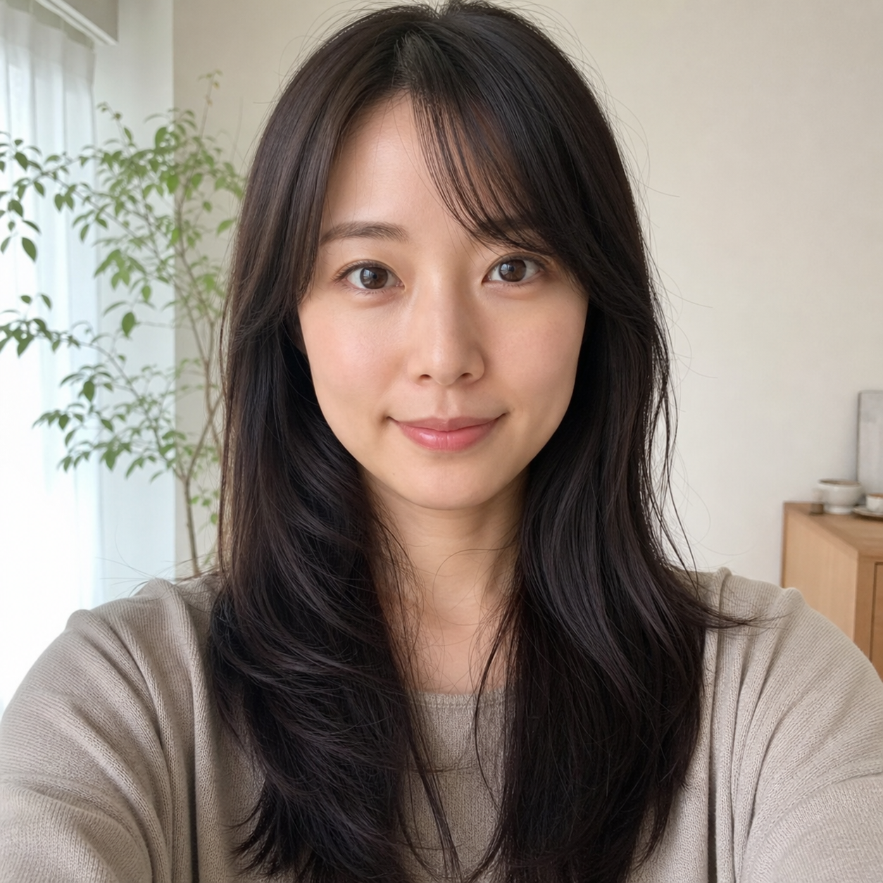 女性の変換前の自然な人物写真