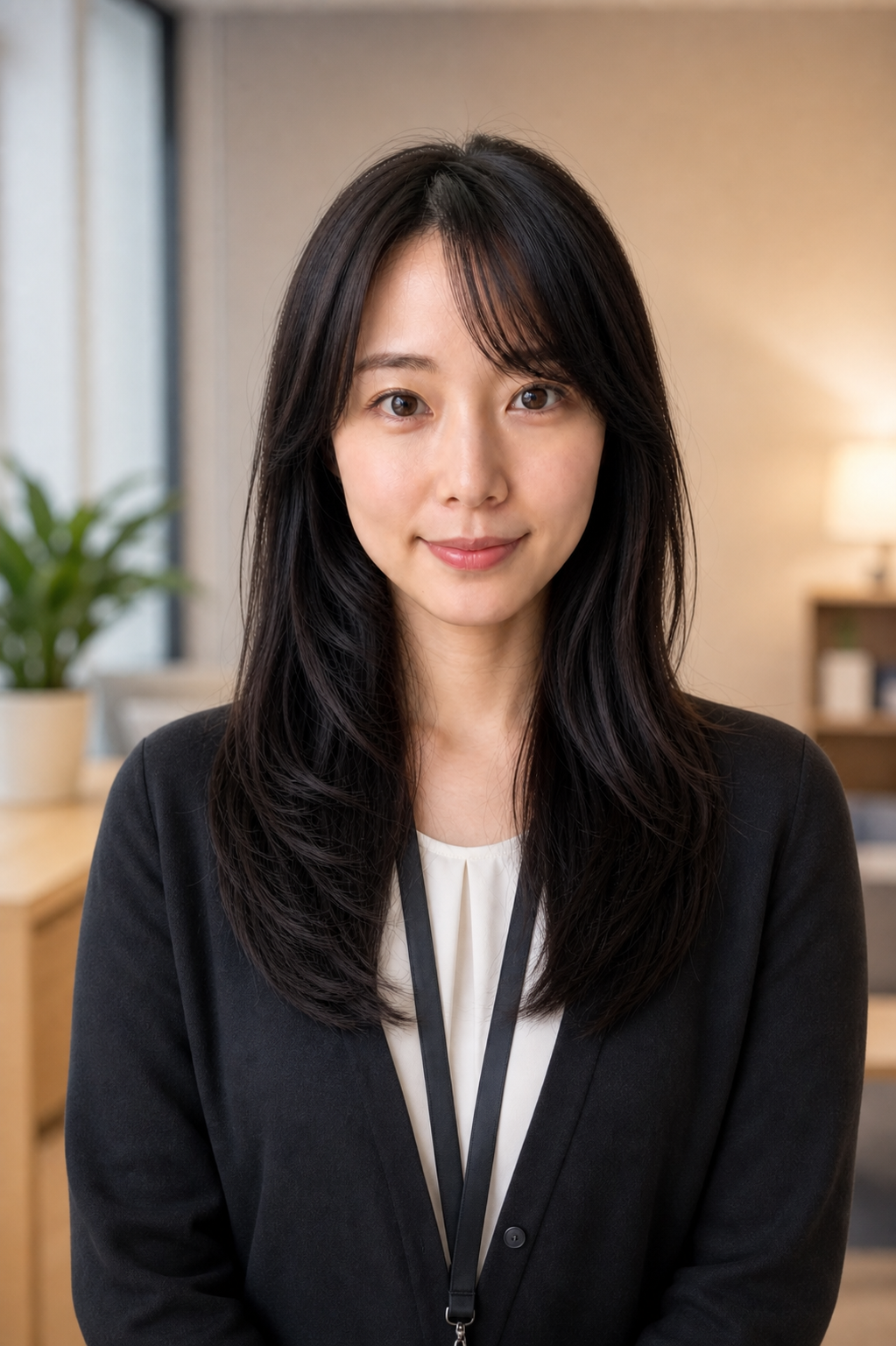 女性の社員証向け写真