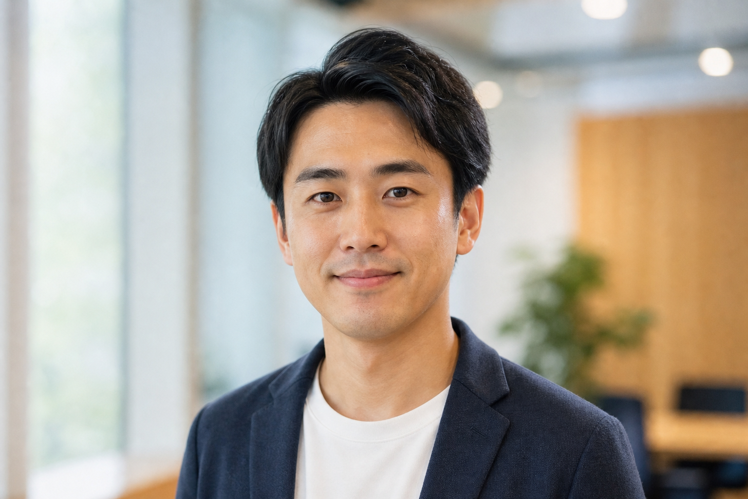 男性の社員証向け写真